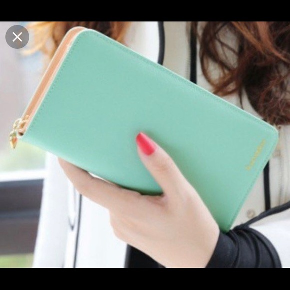 KQueenStar Mint Green/Blush Pink Large Long Wallet - Picture 14 of 16